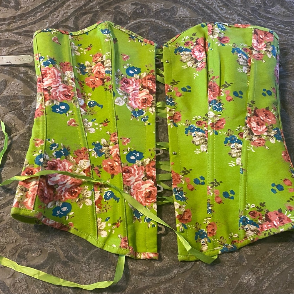 Floral Green Corset Top